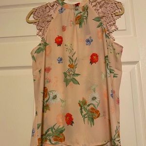 Express Light Pink Floral Blouse